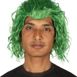 HPO Adult Men's TV Wig | Green Curly Cosplay Wig | Premium Breathable Capless Cap