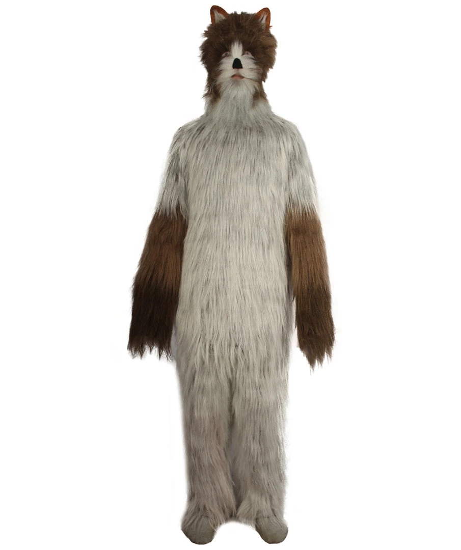 HPO Furry Fox Collection | Men's White And Brown Spiked Furry Cat Cosplay Costume With Tail