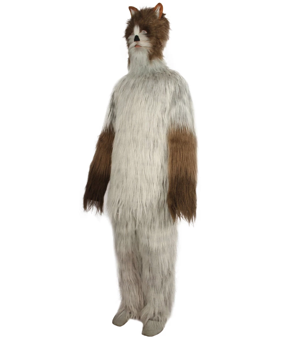 HPO Furry Fox Collection | Men's White And Brown Spiked Furry Cat Cosplay Costume With Tail