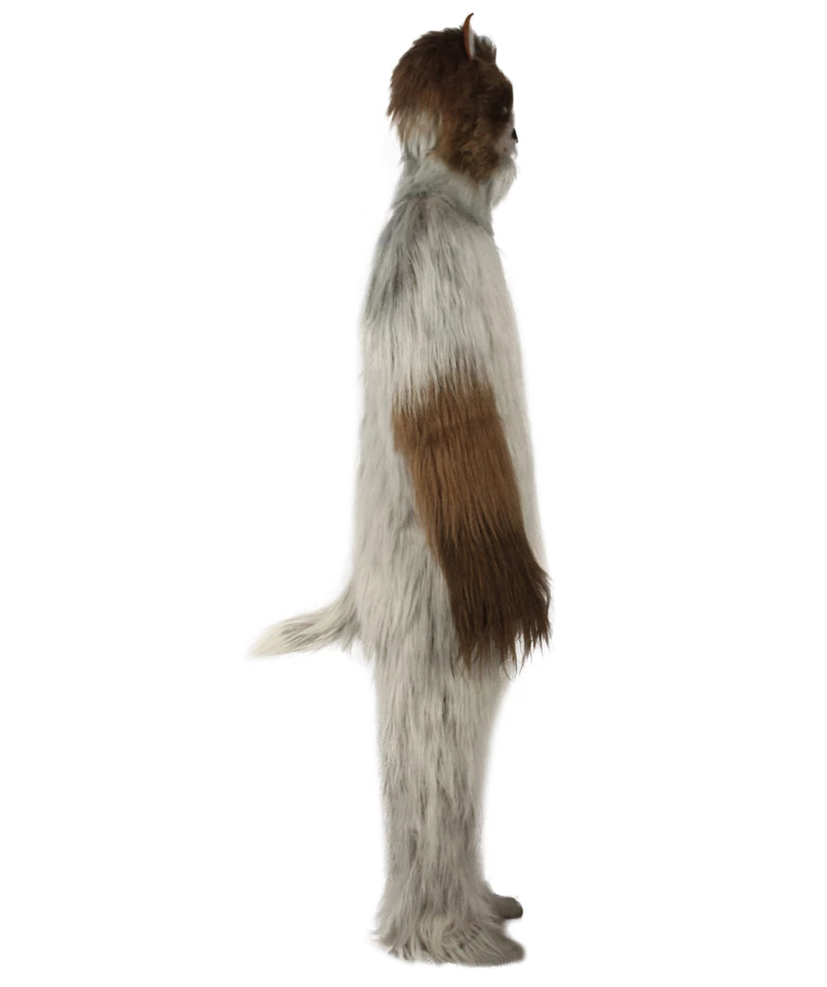 HPO Furry Fox Collection | Men's White And Brown Spiked Furry Cat Cosplay Costume With Tail