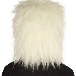 HPO Furry Dog Collection | Men's White Spiked Furry Dog Cosplay Wig & Mask | Premium Breathable Capless Cap