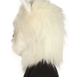 HPO Furry Dog Collection | Men's White Spiked Furry Dog Cosplay Wig & Mask | Premium Breathable Capless Cap