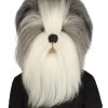 HPO Furry Dog Collection | Men's White And Grey Straight Furry Dog Cosplay Wig & Mask | Premium Breathable Capless Cap
