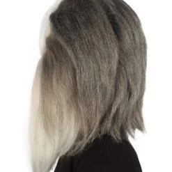 HPO Furry Dog Collection | Men's White And Grey Straight Furry Dog Cosplay Wig & Mask | Premium Breathable Capless Cap