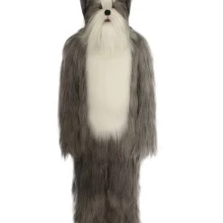 HPO Furry Dog Collection | Men's White And Grey Straight Long Furry Dog Cosplay Costume With Tail