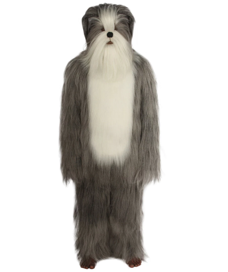 HPO Furry Dog Collection | Men's White And Grey Straight Long Furry Dog Cosplay Costume With Tail