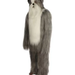 HPO Furry Dog Collection | Men's White And Grey Straight Long Furry Dog Cosplay Costume With Tail