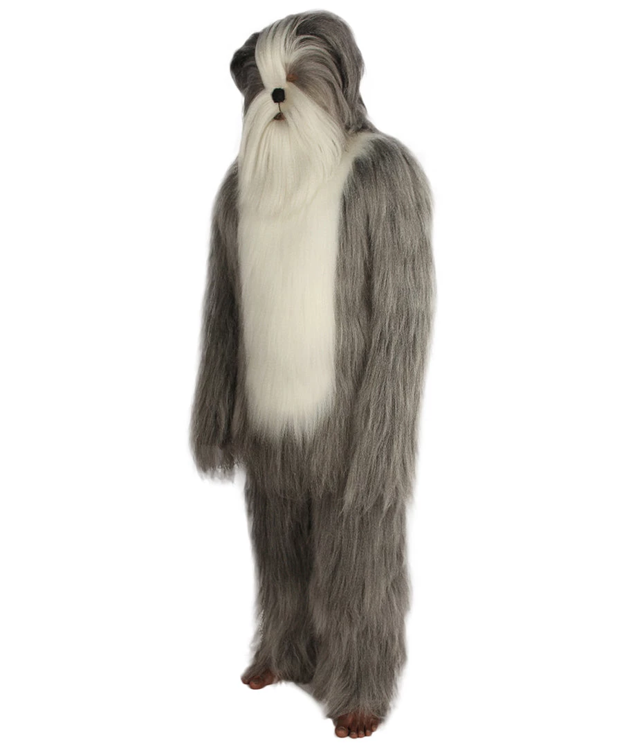 HPO Furry Dog Collection | Men's White And Grey Straight Long Furry Dog Cosplay Costume With Tail