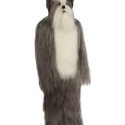 HPO Furry Dog Collection | Men's White And Grey Straight Long Furry Dog Cosplay Costume With Tail