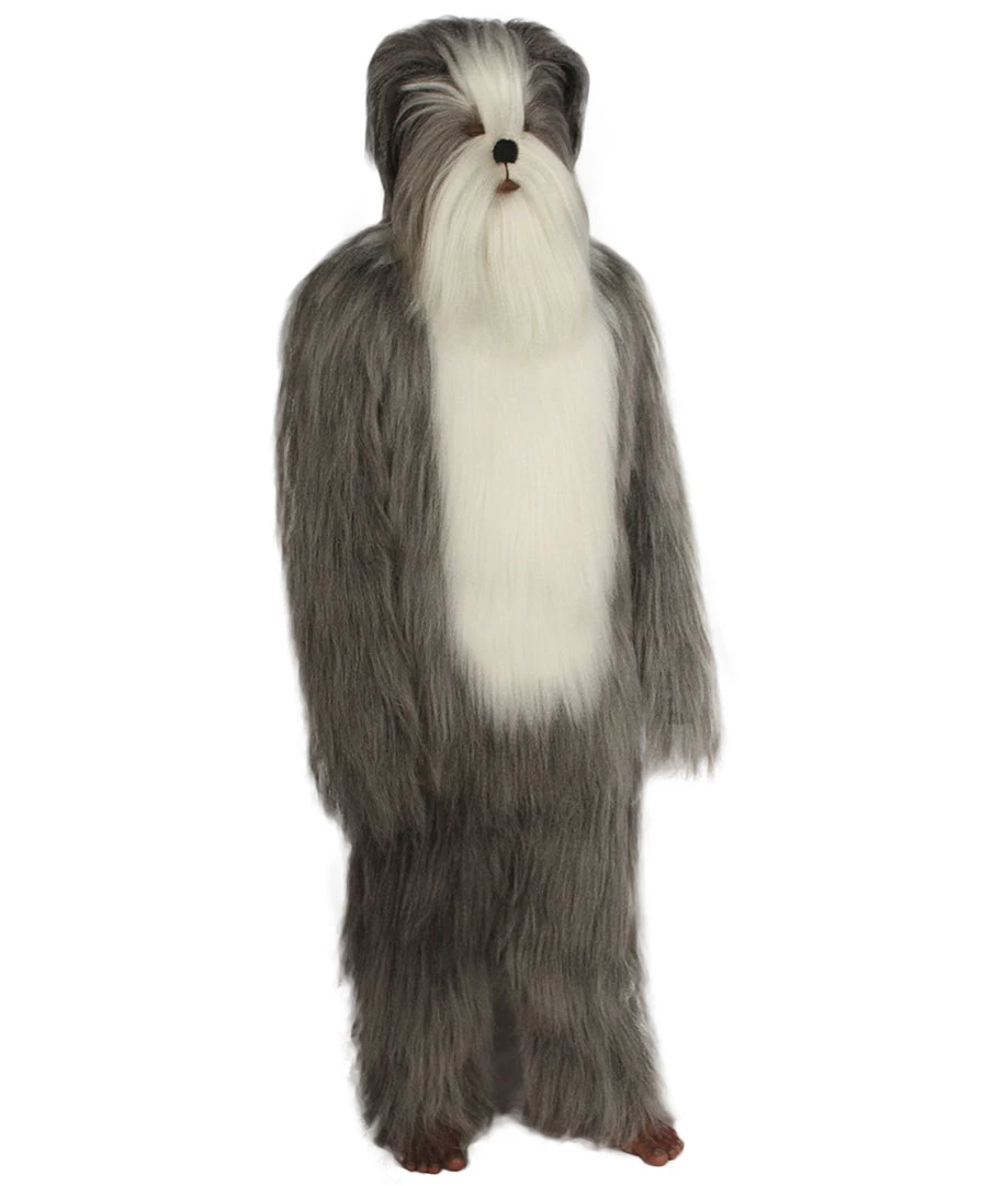 HPO Furry Dog Collection | Men's White And Grey Straight Long Furry Dog Cosplay Costume With Tail