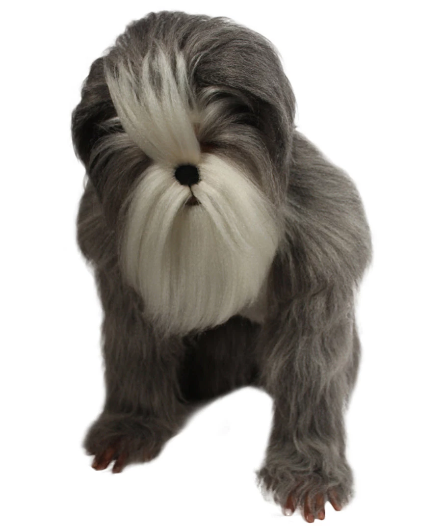 HPO Furry Dog Collection | Men's White And Grey Straight Long Furry Dog Cosplay Costume With Tail