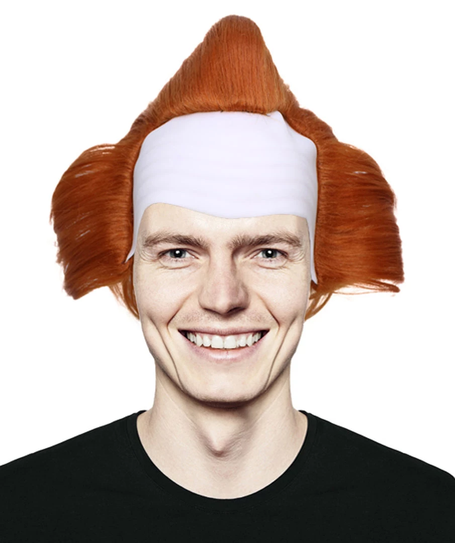 HPO Mad Clown | Men's The Dancing Clown Orange Bald Cap Wig