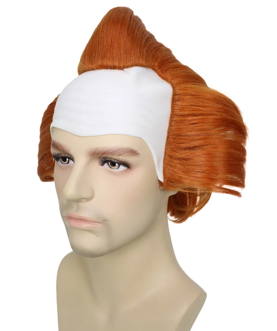 HPO Mad Clown | Men's The Dancing Clown Orange Bald Cap Wig