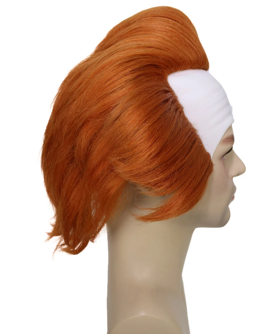 HPO Mad Clown | Men's The Dancing Clown Orange Bald Cap Wig