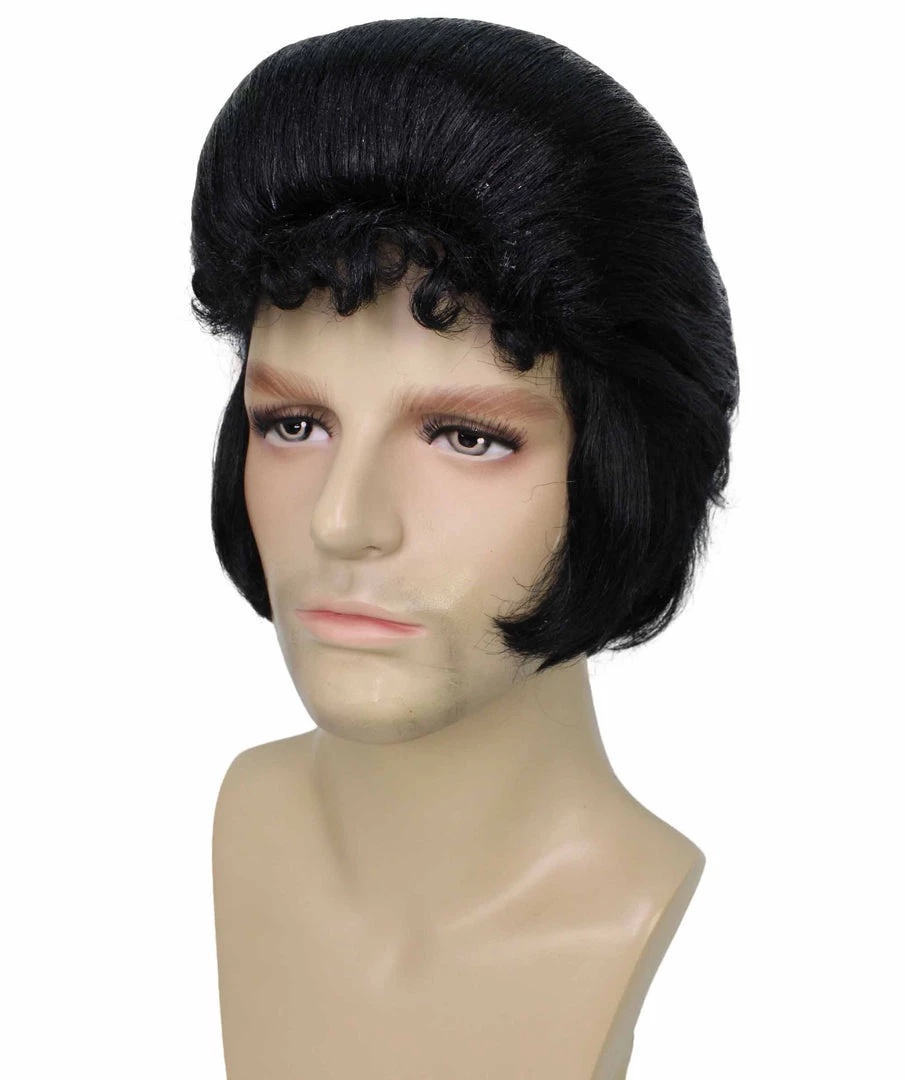 BC Adult Men's Black Color Straight Updo Rock And Roll Icon Wig