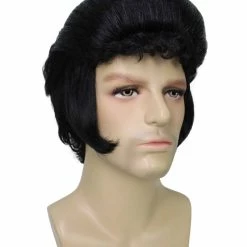 BC Adult Men's Black Color Straight Updo Rock And Roll Icon Wig