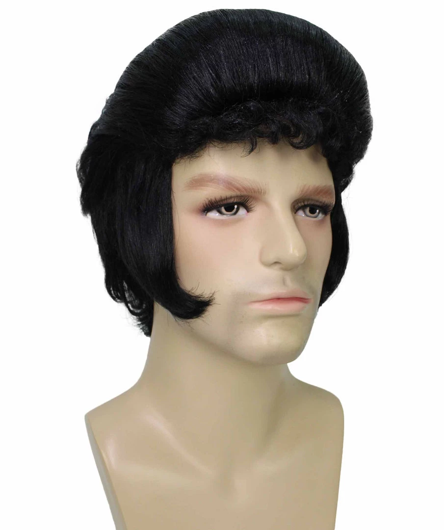 BC Adult Men's Black Color Straight Updo Rock And Roll Icon Wig