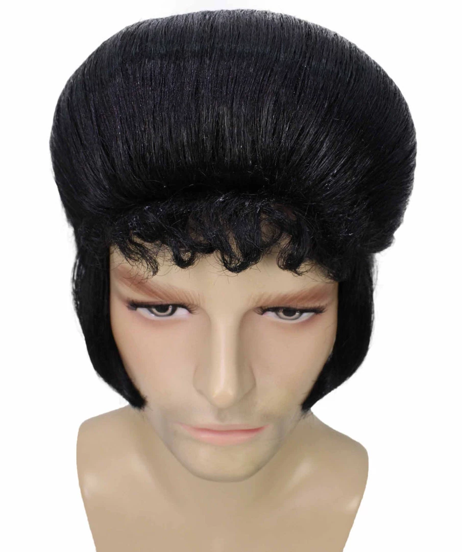 BC Adult Men's Black Color Straight Updo Rock And Roll Icon Wig