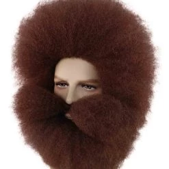 BC Adult Men's Brown Color Straight Spiked Afro Wildman Wig With Beard