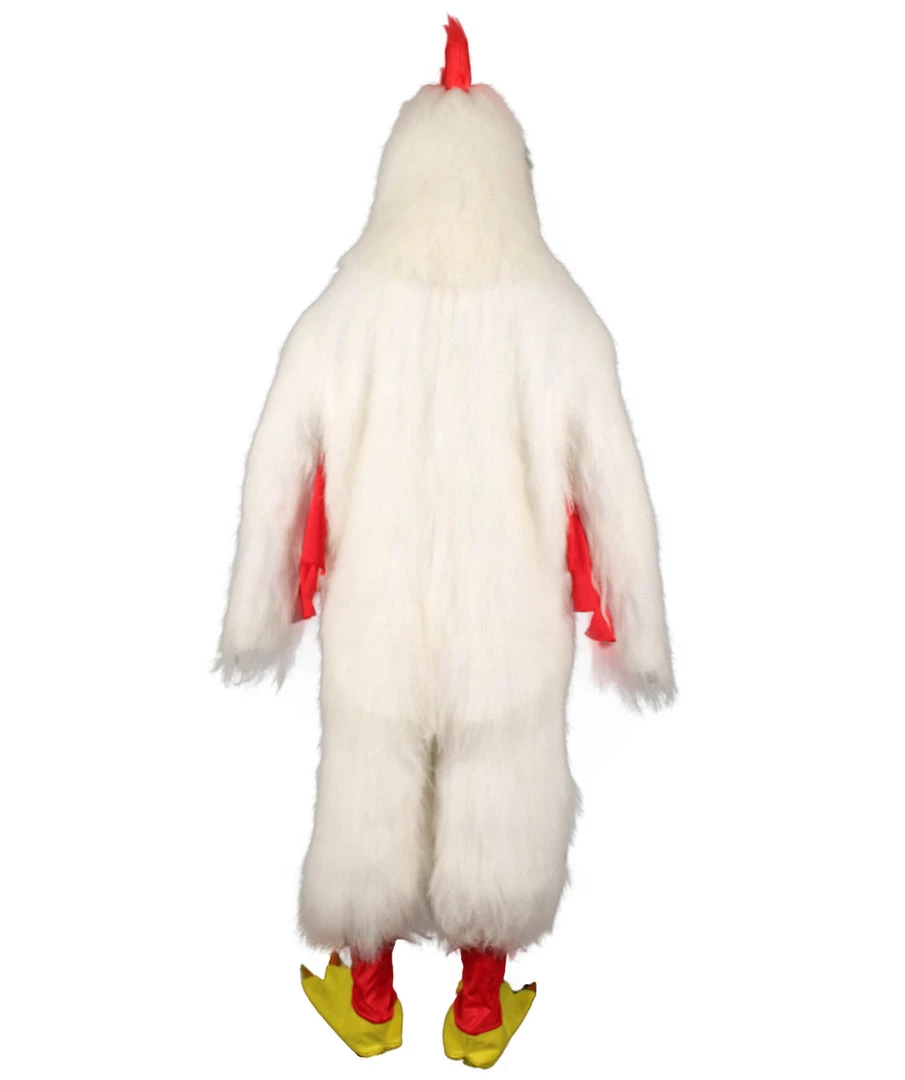 HPO White Chicken Costume With Mask - Long Synthetic Fibers Bundle Men's