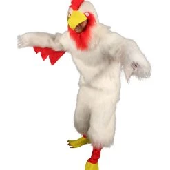 HPO White Chicken Costume With Mask - Long Synthetic Fibers Bundle Men's