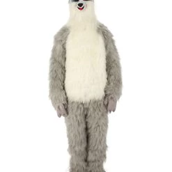 Men's HPO White And Grey Civet Cat Costume With Mask - Long Synthetic Fibers Bundle