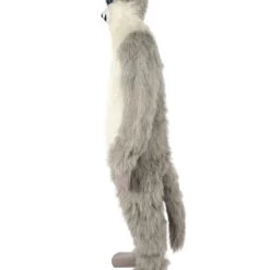 Men's HPO White And Grey Civet Cat Costume With Mask - Long Synthetic Fibers Bundle