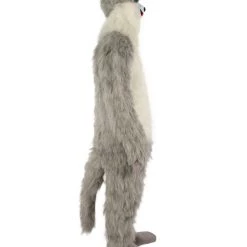Men's HPO White And Grey Civet Cat Costume With Mask - Long Synthetic Fibers Bundle
