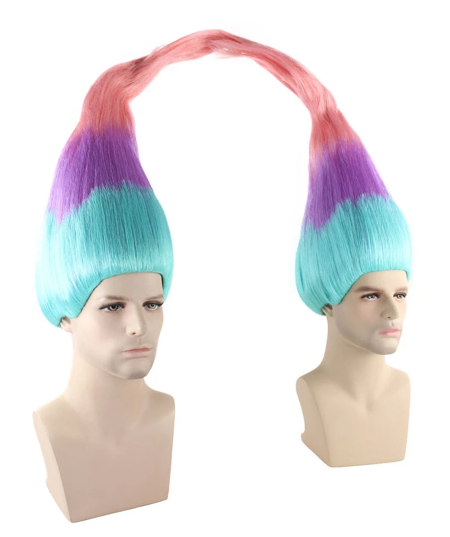 HPO Twin Troll Wig Set | 2 Detachable Rainbow Troll Wigs | Premium Breathable Halloween Wigs For 2