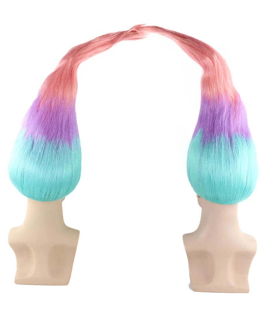 HPO Twin Troll Wig Set | 2 Detachable Rainbow Troll Wigs | Premium Breathable Halloween Wigs For 2