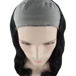 HPO Founding Father Mens Bald Long Black Wig | Wig With Cap Men's