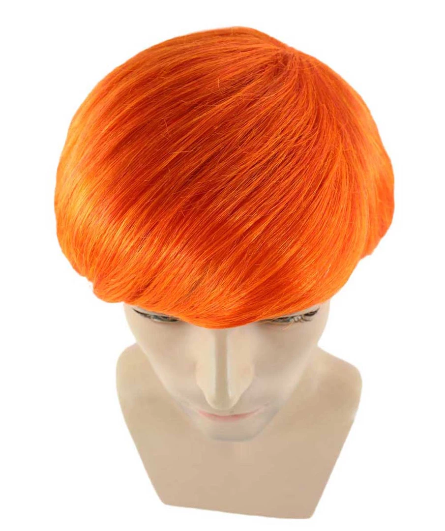 HPO Ginger Tony Mens Wig | Orange Cosplay Halloween Wig | Premium Breathable Capless Cap Men's