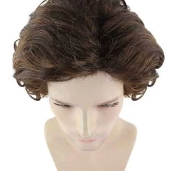 HPO Curly Brown Mens Wig | Cosplay Halloween Wig | Premium Breathable Capless Cap Men's