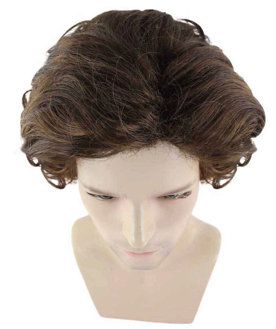 HPO Curly Brown Mens Wig | Cosplay Halloween Wig | Premium Breathable Capless Cap Men's