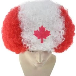 FLAGWIGS Canada Afro Wig | White Red Afro Wig SALE