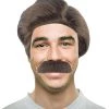HPO Men's Men Brown Wig With Moustache Set | Cosplay Halloween Wig | Premium Breathable Capless Cap