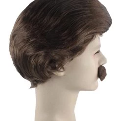 HPO Men's Men Brown Wig With Moustache Set | Cosplay Halloween Wig | Premium Breathable Capless Cap