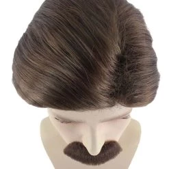 HPO Men's Men Brown Wig With Moustache Set | Cosplay Halloween Wig | Premium Breathable Capless Cap