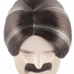 HPO Men's Men Brown Wig With Moustache Set | Cosplay Halloween Wig | Premium Breathable Capless Cap