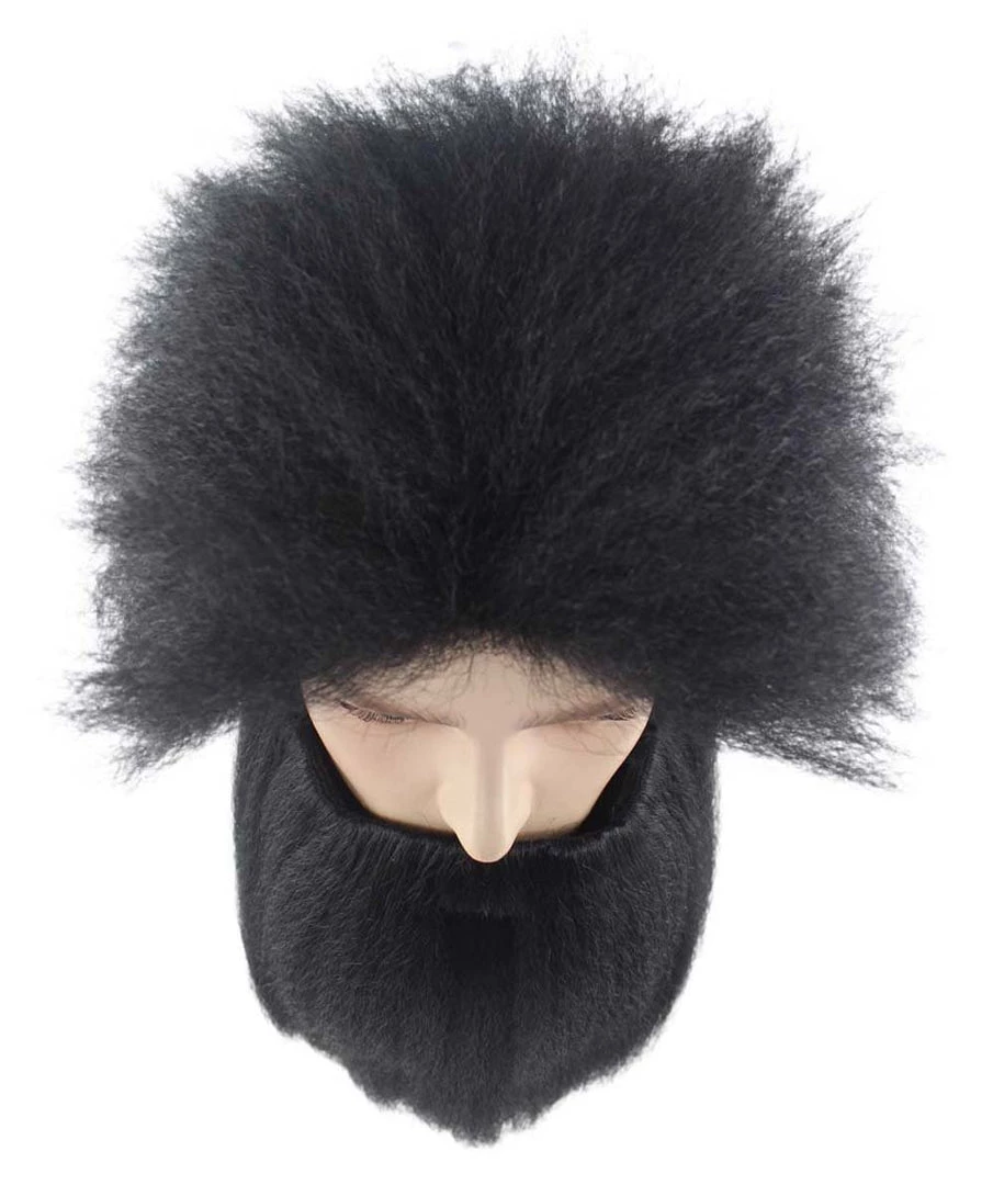 HPO Caveman Mens Wig And Beard Set Collection | Stone Age Cosplay Halloween Wig | Premium Breathable Capless Cap