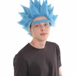 HPO Scientist TV/Movie Mens Wig And Unibrow | Sky Blue Cosplay Halloween Wig | Premium Breathable Capless Cap Men's