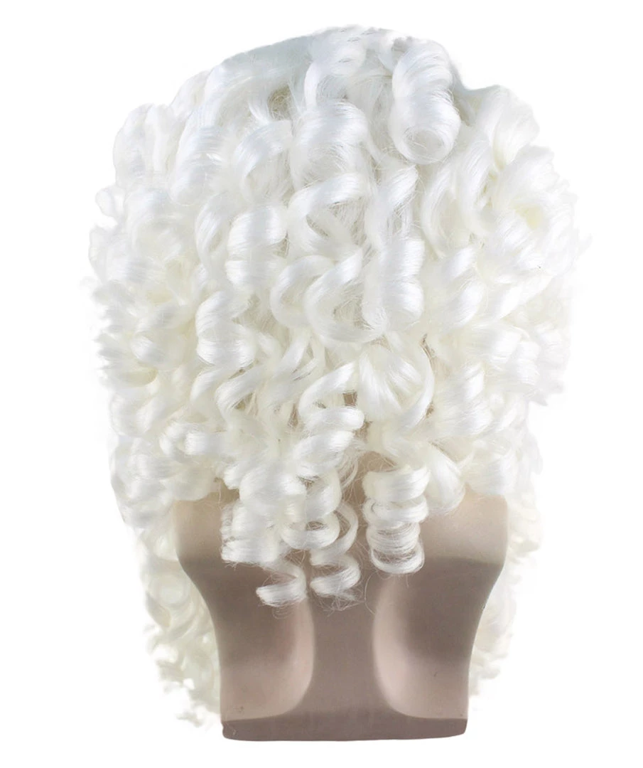 HPO Men's Professional Mens Santa Wig And Full Beard Set | White Merry Christmas Wig | Premium Breathable Capless Cap