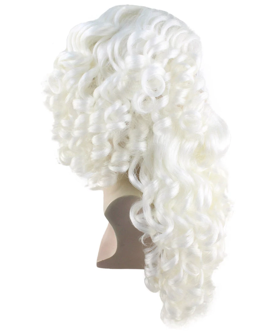 HPO Men's Professional Mens Santa Wig And Full Beard Set | White Merry Christmas Wig | Premium Breathable Capless Cap