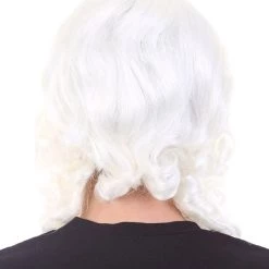 HPO Colonial Judge Mens White Wig | Cosplay Halloween Wig | Premium Breathable Capless Cap