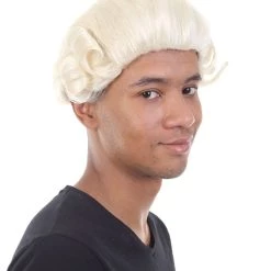 HPO Men's Colonial Founding Father Mens Wig | Historical Character Cosplay Halloween Wig | Premium Breathable Capless Cap