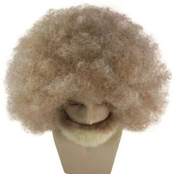 HPO Mens 80's Hip-Hop Grandpa Wig With Beard Set | Blonde Retro Wig | Premium Breathable Capless Cap