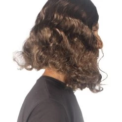 HPO Mens Biblical Wig And Beard Set Brown | Premium Breathable Capless Cap