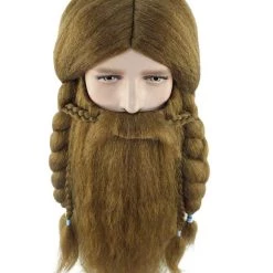 HPO Men's Mens Viking Wig & Beard Set | Brown Cosplay Halloween Wig | Premium Breathable Capless Cap