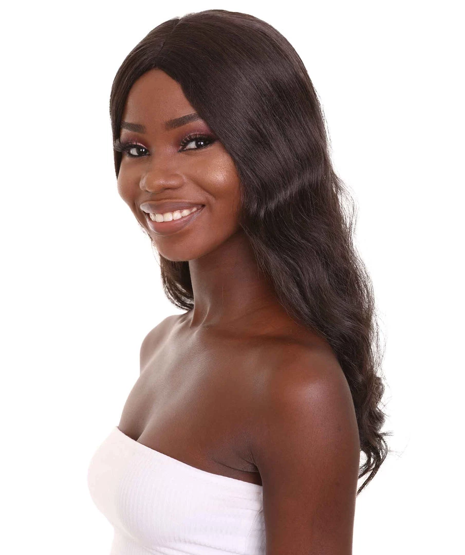 HPO Women's Black Straight Medium Length Imperial Army Wig | Premium Breathable Capless Cap