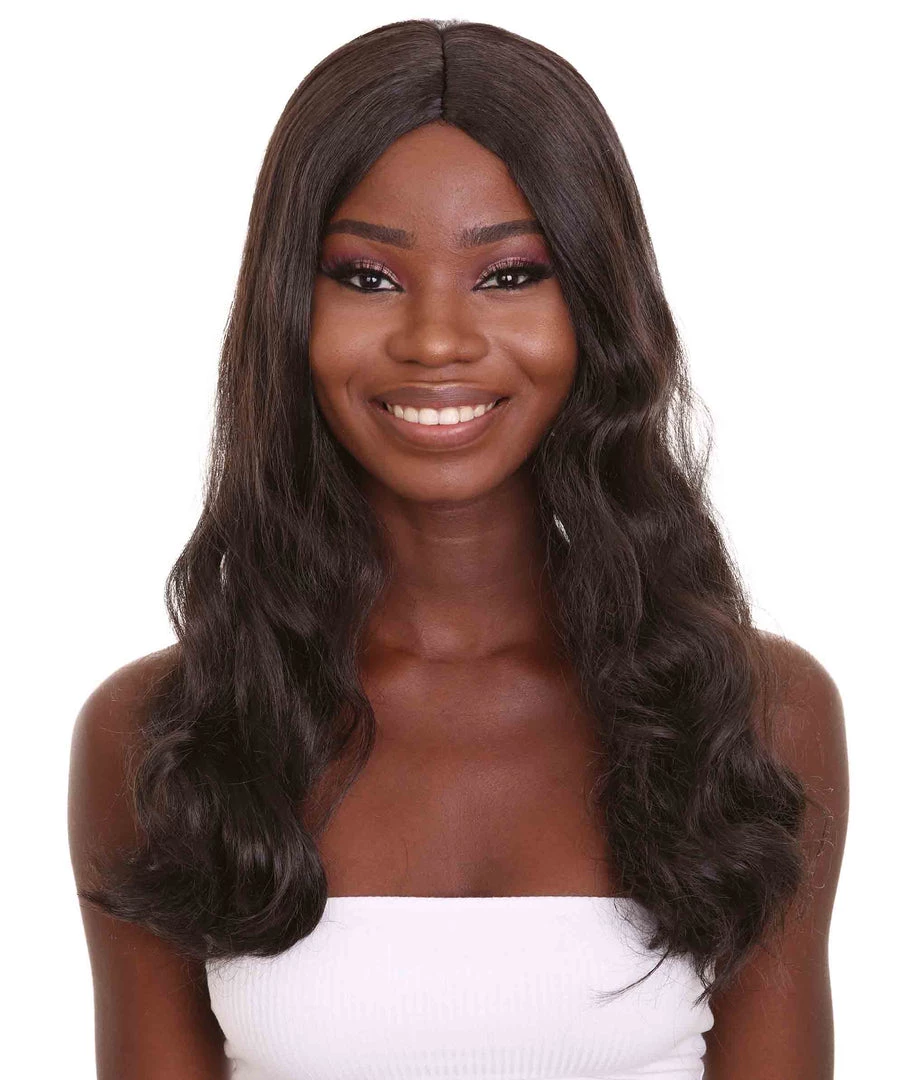 HPO Women's Black Straight Medium Length Imperial Army Wig | Premium Breathable Capless Cap